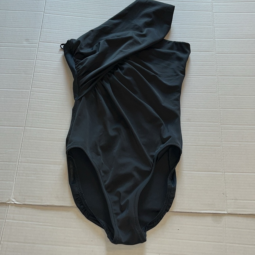 Magic suit-8-charcoal gray-goddess, one piece appear sleeker slimmer swimsuit.
